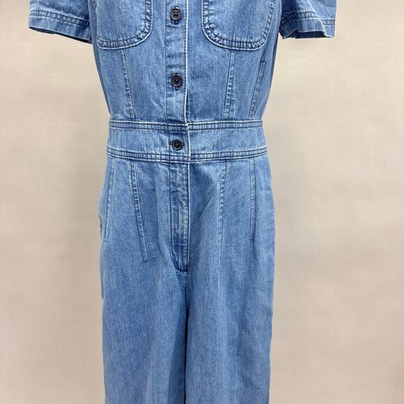 J. Crew Point Sure Patch-pocket utility jumpsuit in indigo denim Size 4 Wide Leg - Picture 4 of 16